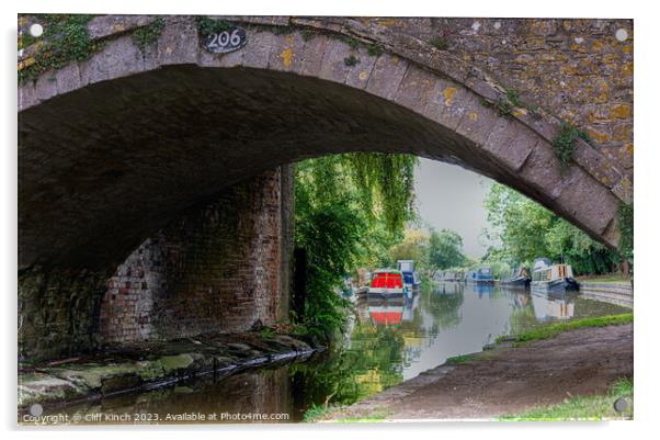 Oxford Canal bridge 206  Acrylic by Cliff Kinch