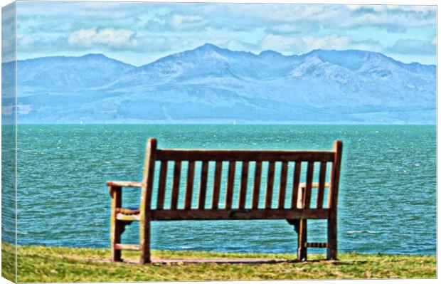 Troon bench view of Goat Fell, Arran Canvas Print by Allan Durward Photography