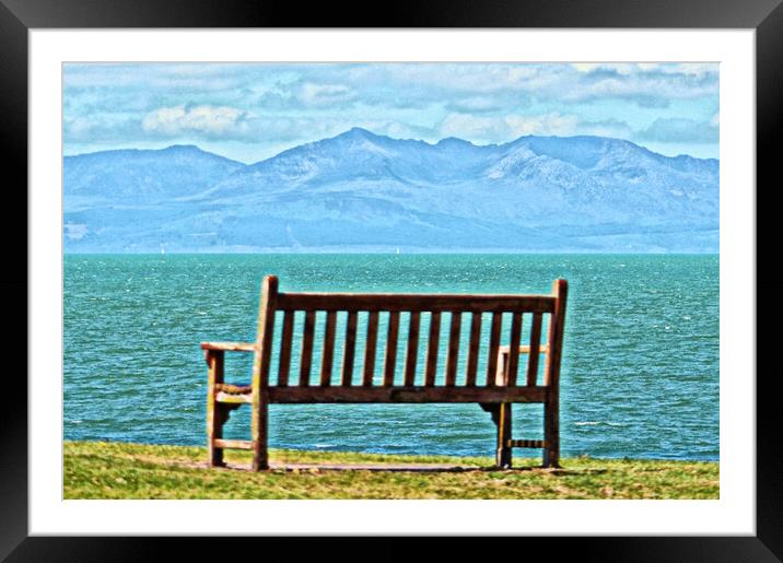 Troon bench view of Goat Fell, Arran Framed Mounted Print by Allan Durward Photography