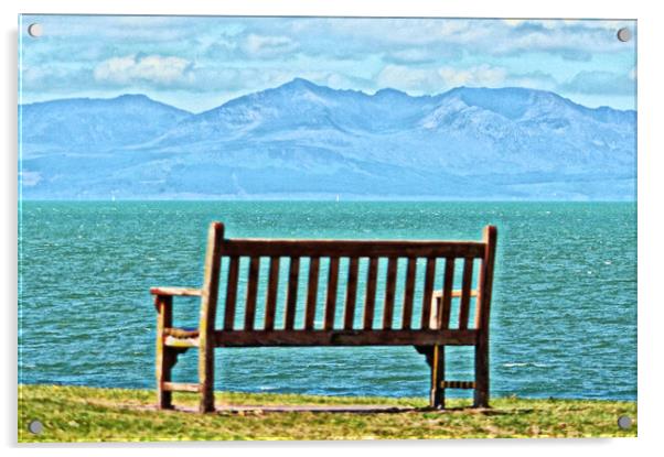 Troon bench view of Goat Fell, Arran Acrylic by Allan Durward Photography