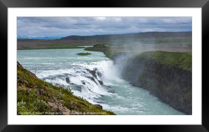 Tourists at the Gullfoss Waterfall on the Hvita River, Golden Circle, Iceland Framed Mounted Print by SnapT Photography