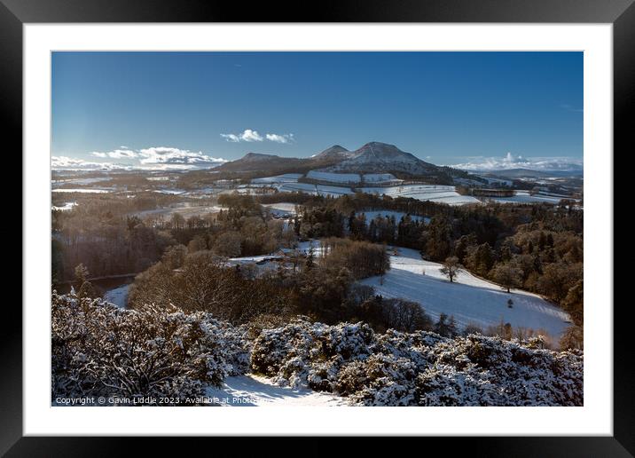 Scotts View, Scottish Borders, in the snow Framed Mounted Print by Gavin Liddle