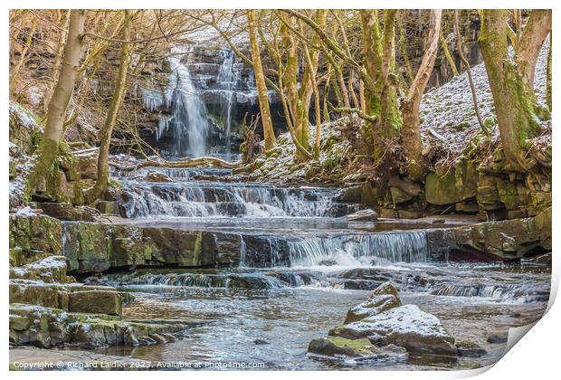 Wintry Bow Lee Beck and Summerhill Force, Teesdale (2) Print by Richard Laidler