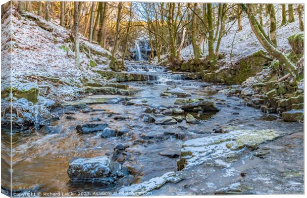 Wintry Bow Lee Beck and Summerhill Force, Teesdale (1)  Canvas Print by Richard Laidler