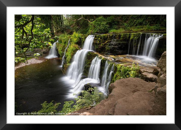 Sgwyd y pannwr waterfall in the Brecon beacons. 863 Framed Mounted Print by PHILIP CHALK