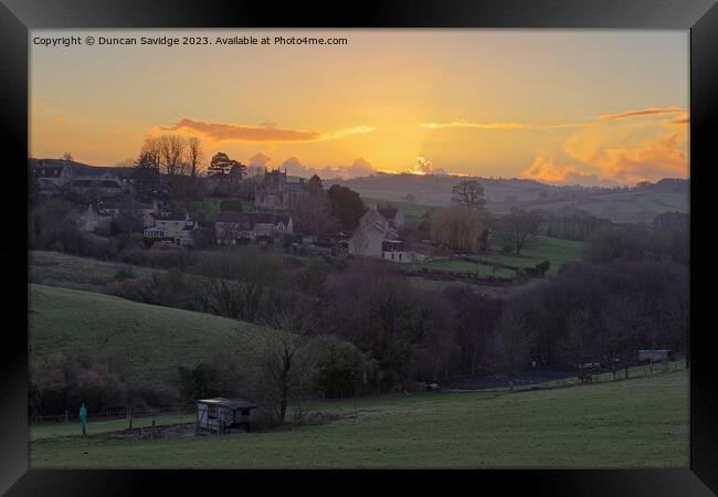 Englishcombe farm sunset near Bath Framed Print by Duncan Savidge