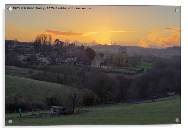 Englishcombe farm sunset near Bath Acrylic by Duncan Savidge