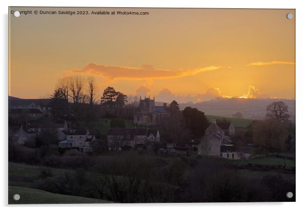 Englishcombe Bath sunset Acrylic by Duncan Savidge