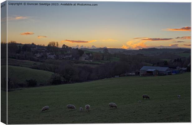 Englishcombe farm sunset near Bath Canvas Print by Duncan Savidge