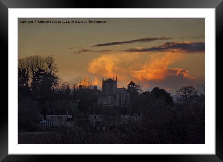 All the drama behind St Peters Church Englishcombe near Bath Framed Mounted Print by Duncan Savidge