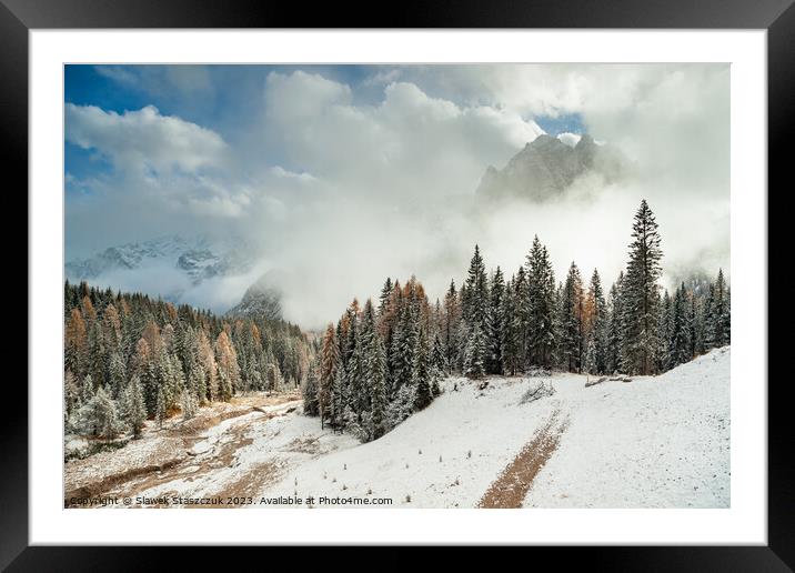 Snowy Dolomites Framed Mounted Print by Slawek Staszczuk