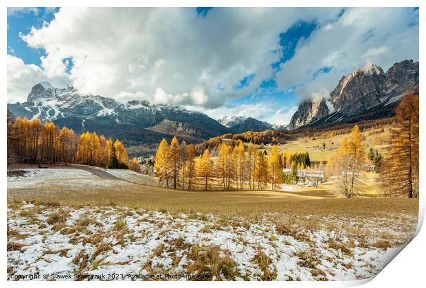 Autumn in the Dolomites Print by Slawek Staszczuk