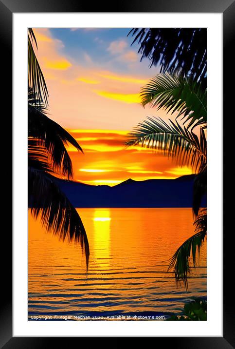 Serene Tropical Reflections Framed Mounted Print by Roger Mechan