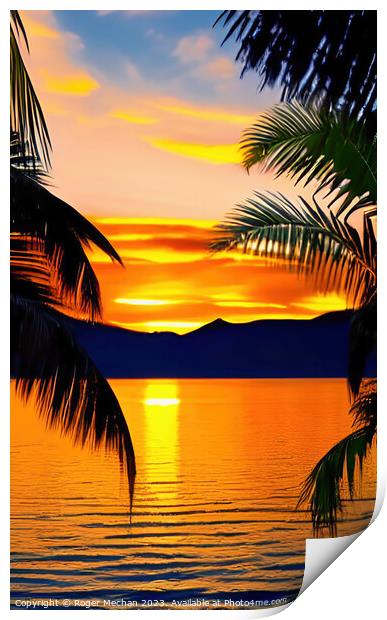 Serene Tropical Reflections Print by Roger Mechan