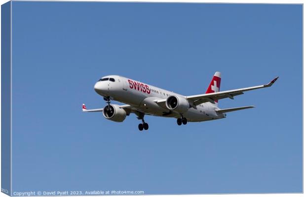 Swiss Airlines Airbus A220-300   Canvas Print by David Pyatt