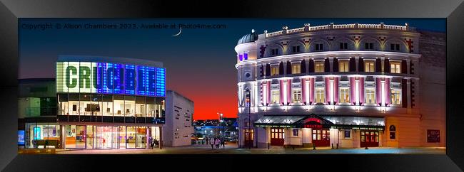 Sheffield Crucible and Lyceum Panorama  Framed Print by Alison Chambers