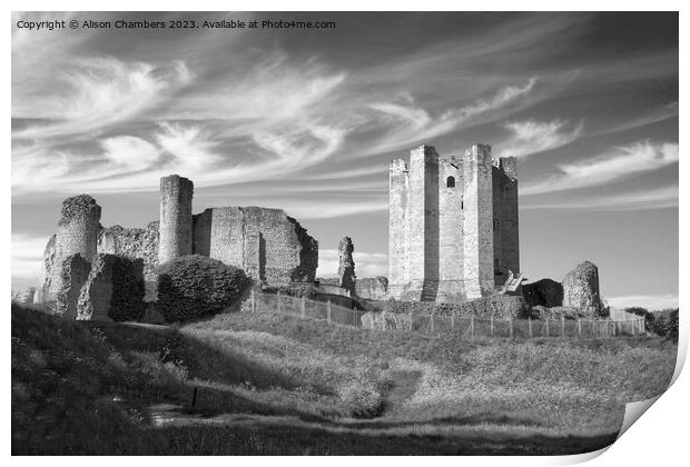 Conisbrough Castle Monochrome  Print by Alison Chambers