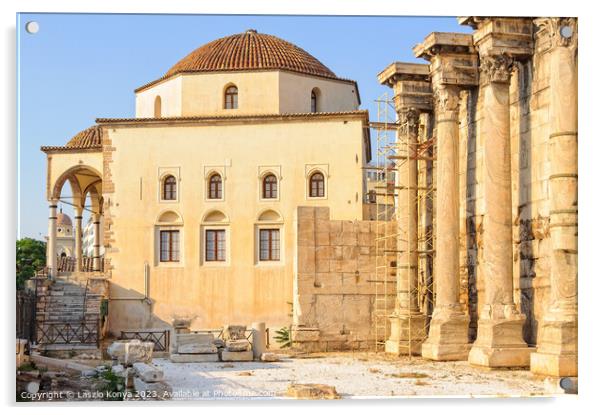 Tzistarakis Mosque and Hadrian's Library - Athens Acrylic by Laszlo Konya