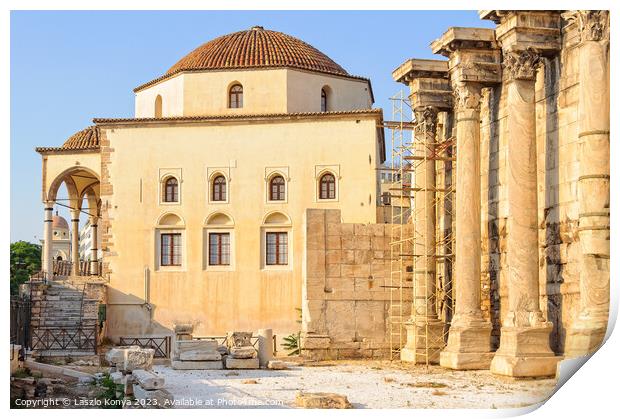 Tzistarakis Mosque and Hadrian's Library - Athens Print by Laszlo Konya