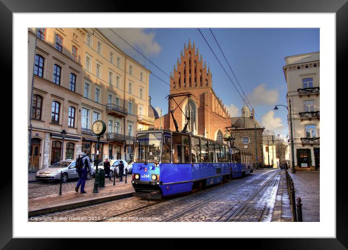 Krakow tram and church  Framed Mounted Print by Rob Hawkins
