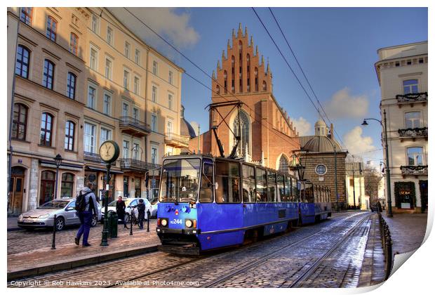 Krakow tram and church  Print by Rob Hawkins