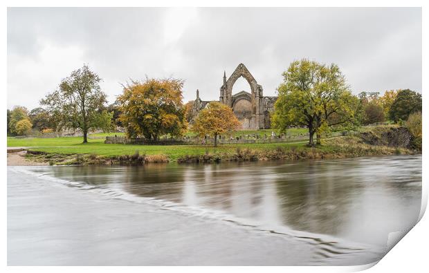 Bolton Abbey over submerged stepping stones Print by Jason Wells