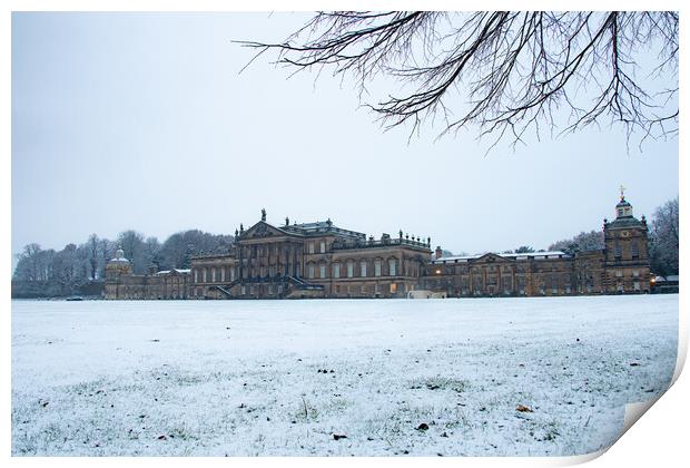 Wentworth Woodhouse Snowy Morning Print by Apollo Aerial Photography