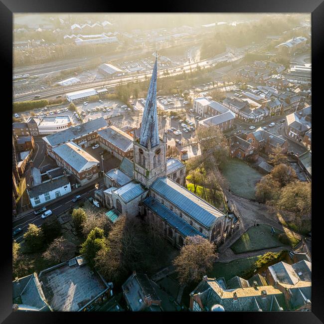 Chesterfield Crooked Spire Framed Print by Apollo Aerial Photography