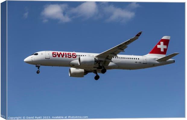 Swiss Airlines Airbus A220 Canvas Print by David Pyatt