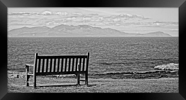 Troon bench with outlook to Arran Framed Print by Allan Durward Photography