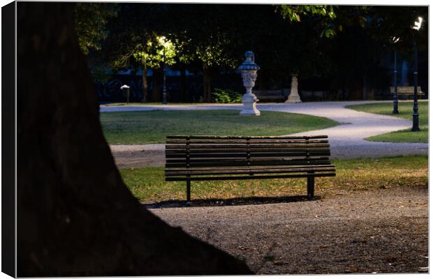 Giardino Salvi Garden with Park Bench in Vicenza Canvas Print by Dietmar Rauscher
