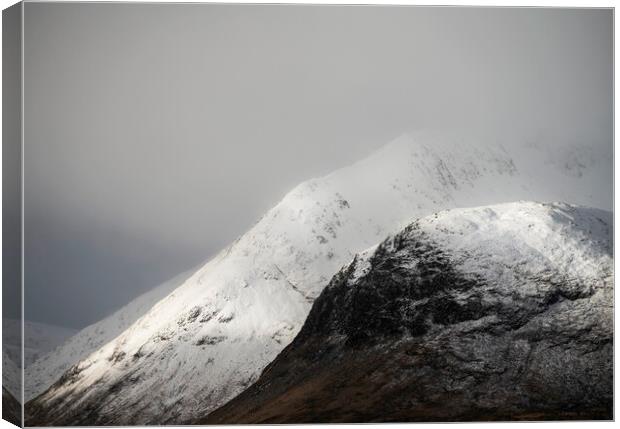 Snow covered mountains of Glencoe Canvas Print by Anthony McGeever