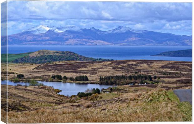 Fairlie moor view of Arran snow capped mountains Canvas Print by Allan Durward Photography