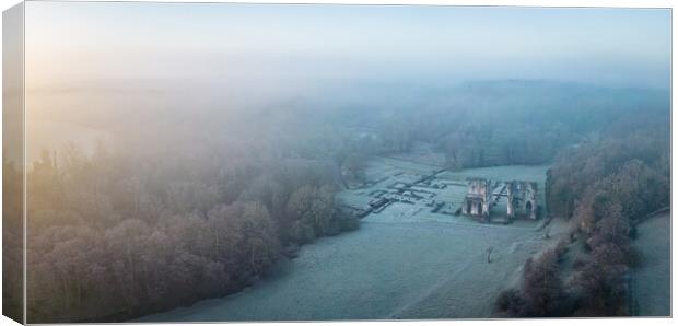 Roche Abbey Morning Mist Canvas Print by Apollo Aerial Photography