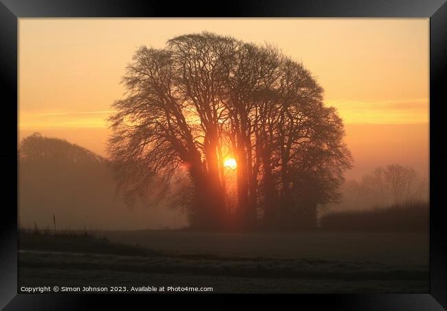 Cotswold  sunrise Framed Print by Simon Johnson