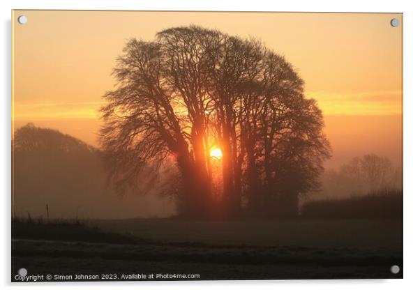 Cotswold  sunrise Acrylic by Simon Johnson