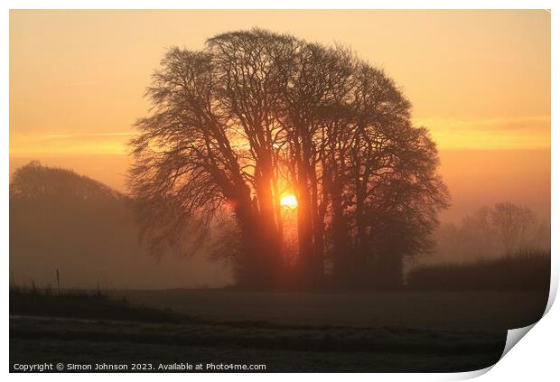 Cotswold  sunrise Print by Simon Johnson