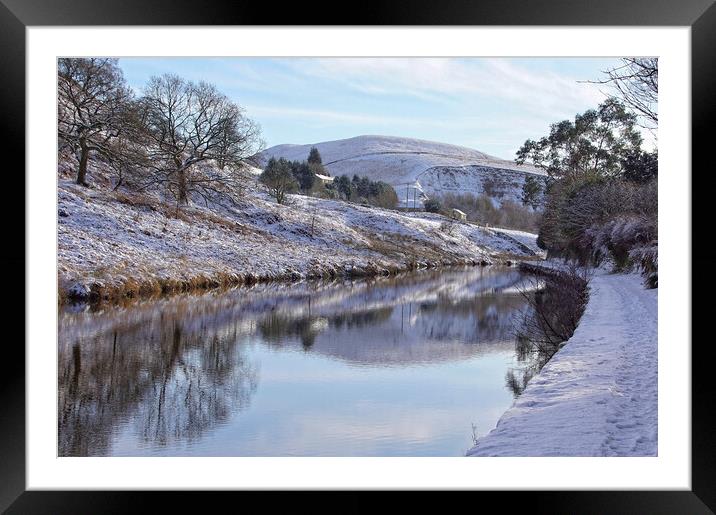 Winter on the canal. Framed Mounted Print by David Birchall
