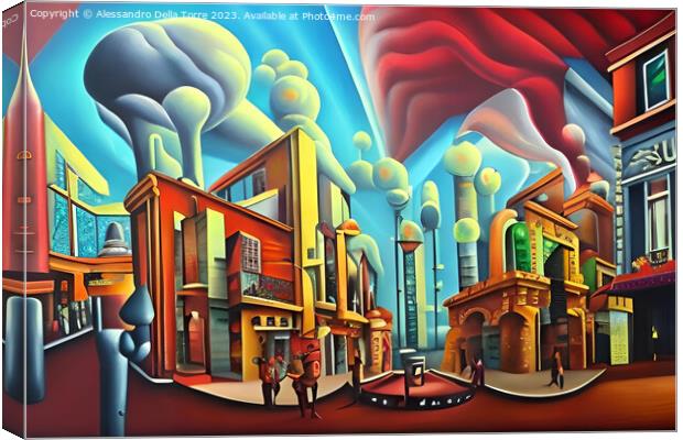 surreal cityscape city Canvas Print by Alessandro Della Torre