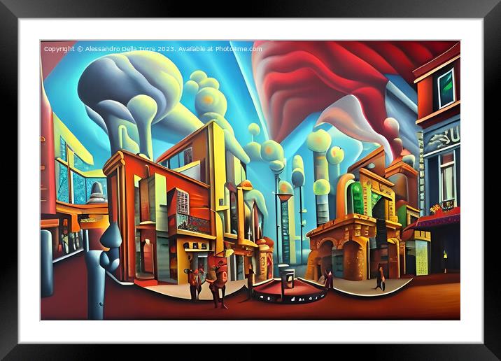 surreal cityscape city Framed Mounted Print by Alessandro Della Torre