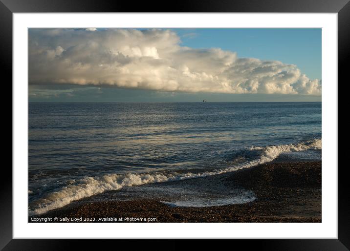 On the horizon at Great Yarmouth, Norfolk Framed Mounted Print by Sally Lloyd
