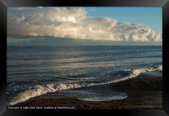 On the horizon at Great Yarmouth, Norfolk Framed Print by Sally Lloyd