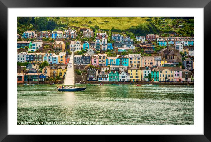 Serene Sailing Amidst Colourful Riverside Houses Framed Mounted Print by Paul F Prestidge