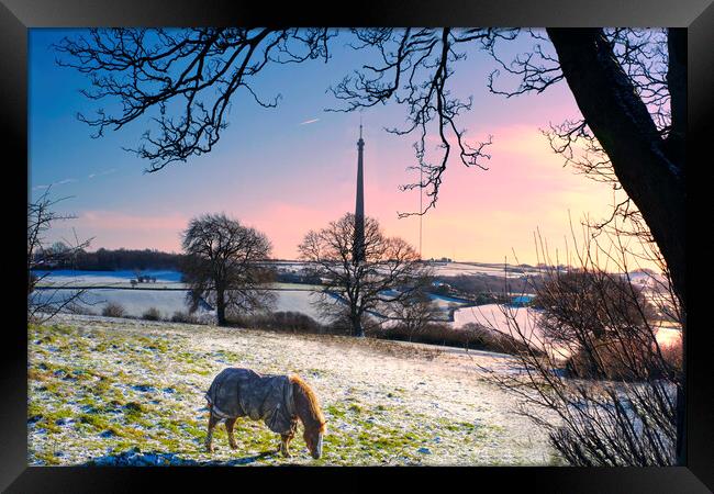 Emley Moor Mast Framed Print by Alison Chambers