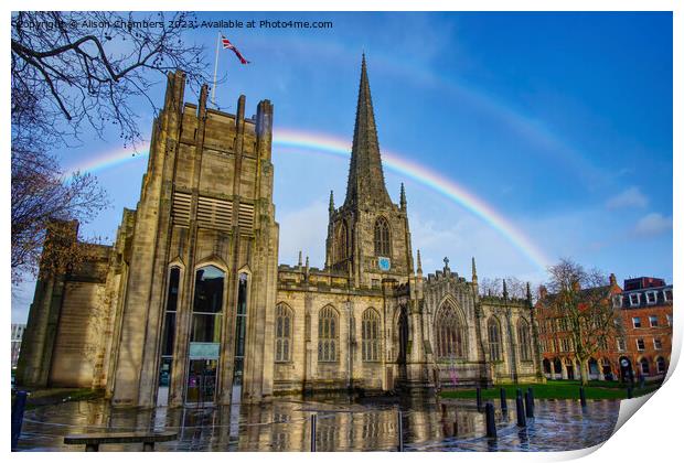 Sheffield Cathedral Rainbow Print by Alison Chambers