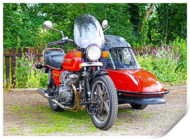 Classic Suzuki with Vintage Sidecar Print by GJS Photography Artist