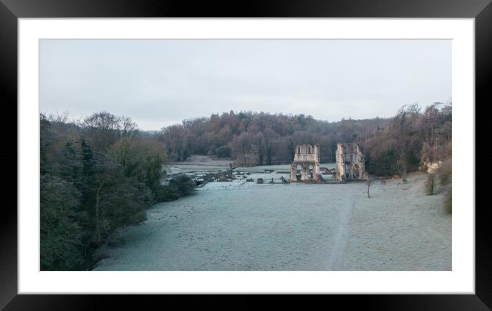 Roche Abbey Morning Mist Framed Mounted Print by Apollo Aerial Photography