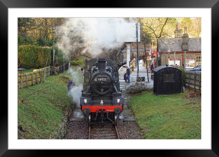 78022 at Oxenhope. Framed Mounted Print by David Birchall