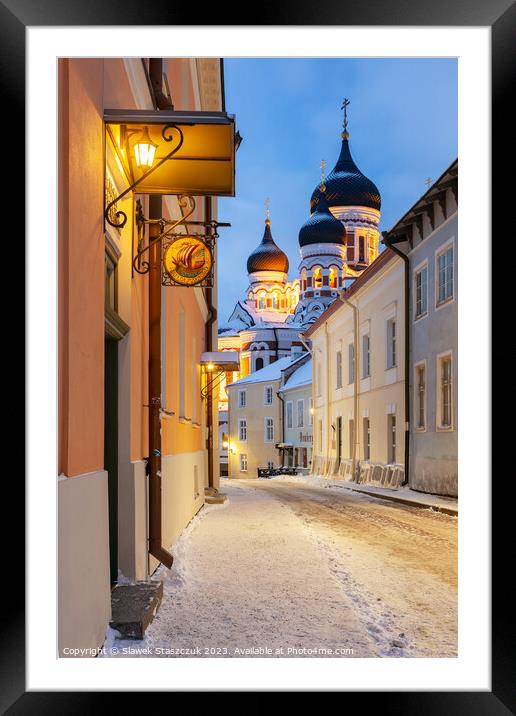 Winter in Tallinn Framed Mounted Print by Slawek Staszczuk