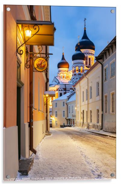 Winter in Tallinn Acrylic by Slawek Staszczuk